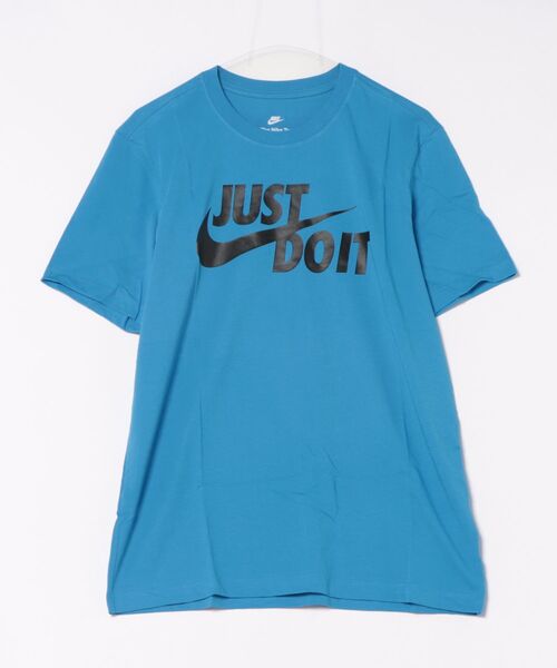 NIKE(ナイキ)の「《NIKEアパレル》JUST DO IT スウッシュ S/S Tシャツ(Tシャツ/カットソー・メンズ・ホワイト×ブラック/ライトブルー・2XL/XL/L/M/S)」の2枚目の写真