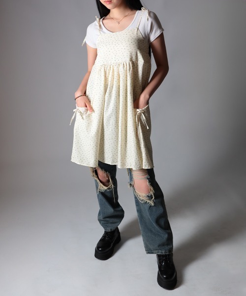 イタリア購入 肩おりぼんふんわり段々フレアギャザーワンピース イタリア購入 肩おりぼんふんわり段々フレアギャザーワンピース