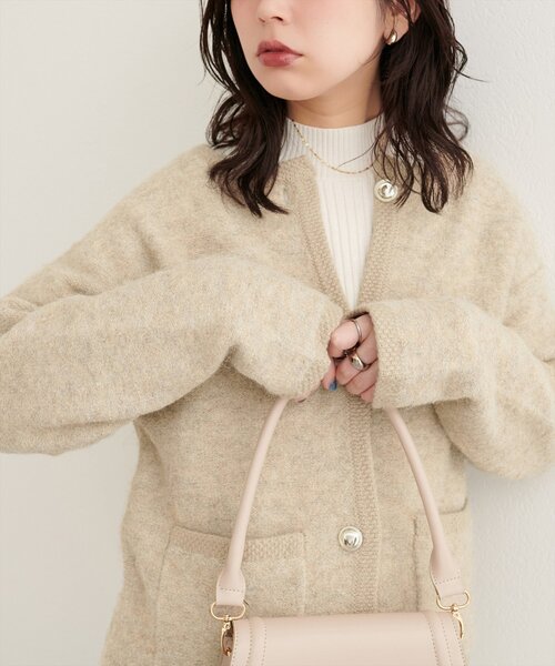 セール】【WEB限定】ふわもっちりニットジャケット（ノーカラー