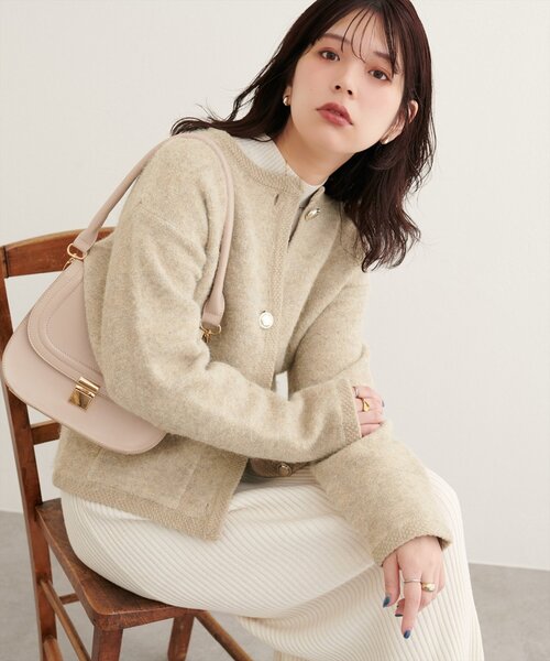 セール】【WEB限定】ふわもっちりニットジャケット（ノーカラー