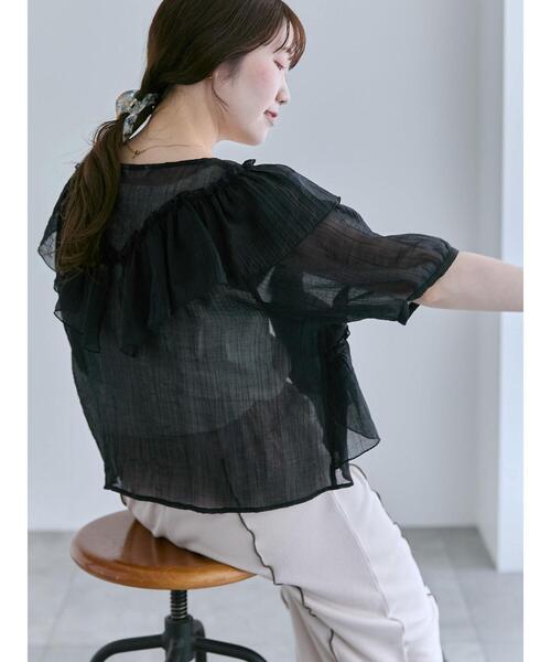 ehka sopo(エヘカソポ)の「シアーフリルブラウス(シャツ/ブラウス・レディース・キナリ/ピンク/グレー/ブラック・F)」の10枚目の写真