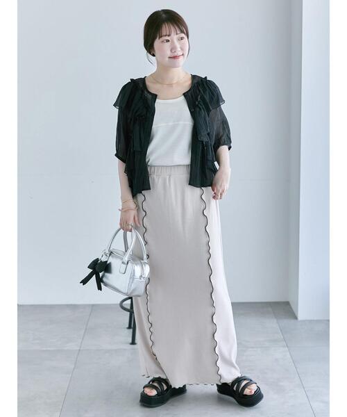 ehka sopo(エヘカソポ)の「シアーフリルブラウス(シャツ/ブラウス・レディース・キナリ/ピンク/グレー/ブラック・F)」の13枚目の写真