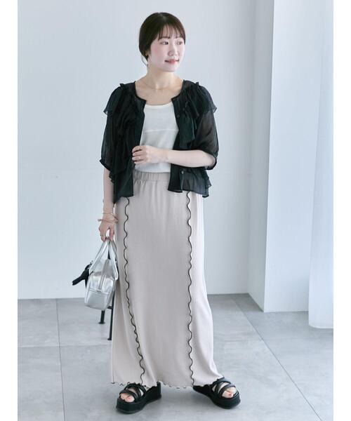 ehka sopo(エヘカソポ)の「シアーフリルブラウス(シャツ/ブラウス・レディース・キナリ/ピンク/グレー/ブラック・F)」の14枚目の写真