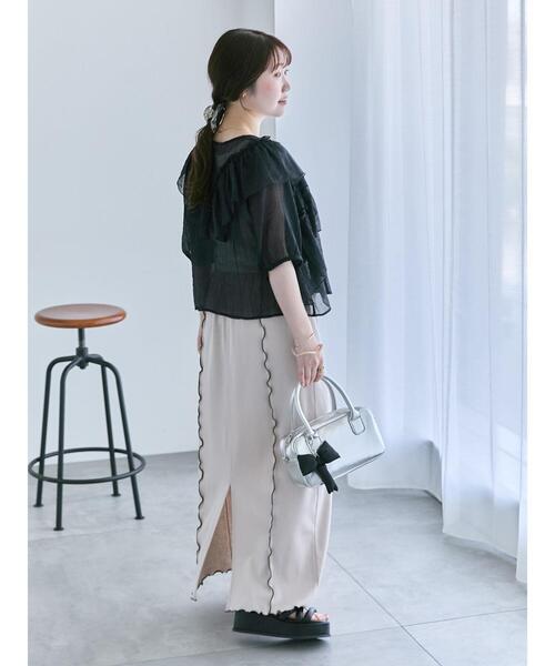 ehka sopo(エヘカソポ)の「シアーフリルブラウス(シャツ/ブラウス・レディース・キナリ/ピンク/グレー/ブラック・F)」の15枚目の写真