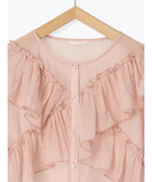 ehka sopo(エヘカソポ)の「シアーフリルブラウス(シャツ/ブラウス・レディース・キナリ/ピンク/グレー/ブラック・F)」の22枚目の写真