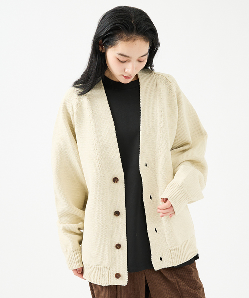 FORTUNA HOMME(フォルトゥナオム)の「【FORTUNA/フォルトゥナ】ECOTEC-Knit /オーバーサイズ カーディガン /ユニセックス【WEB限定】(ニット/セーター・メンズ・ライトグレー/ブラック/ライトベージュ・L/M)」の3枚目の写真