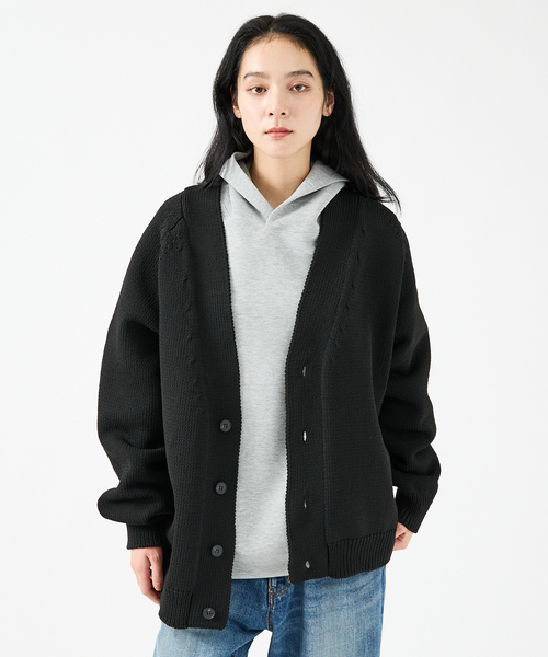 FORTUNA HOMME(フォルトゥナオム)の「【FORTUNA/フォルトゥナ】ECOTEC-Knit /オーバーサイズ カーディガン /ユニセックス【WEB限定】(ニット/セーター・メンズ・ライトグレー/ブラック/ライトベージュ・L/M)」の1枚目の写真