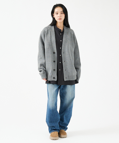 FORTUNA HOMME(フォルトゥナオム)の「【FORTUNA/フォルトゥナ】ECOTEC-Knit /オーバーサイズ カーディガン /ユニセックス【WEB限定】(ニット/セーター・メンズ・ライトグレー/ブラック/ライトベージュ・L/M)」の5枚目の写真