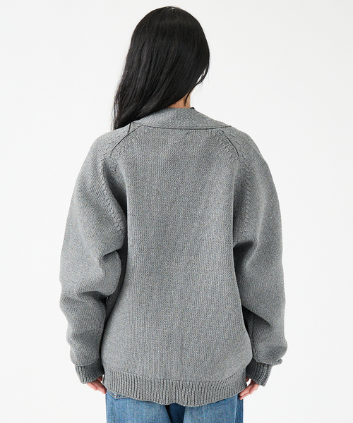 FORTUNA HOMME(フォルトゥナオム)の「【FORTUNA/フォルトゥナ】ECOTEC-Knit /オーバーサイズ カーディガン /ユニセックス【WEB限定】(ニット/セーター・メンズ・ライトグレー/ブラック/ライトベージュ・L/M)」の9枚目の写真