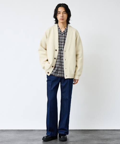 FORTUNA HOMME(フォルトゥナオム)の「【FORTUNA/フォルトゥナ】ECOTEC-Knit /オーバーサイズ カーディガン /ユニセックス【WEB限定】(ニット/セーター・メンズ・ライトグレー/ブラック/ライトベージュ・L/M)」の20枚目の写真