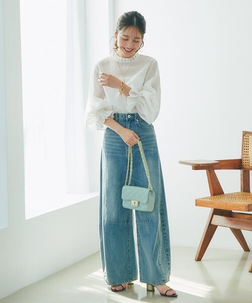 La boutique BonBon(ラブティックボンボン)の「【お上品映え】キャンディスリーブセミシアーブラウス(シャツ/ブラウス・レディース・ホワイト/ピンク・FREE)」の6枚目の写真