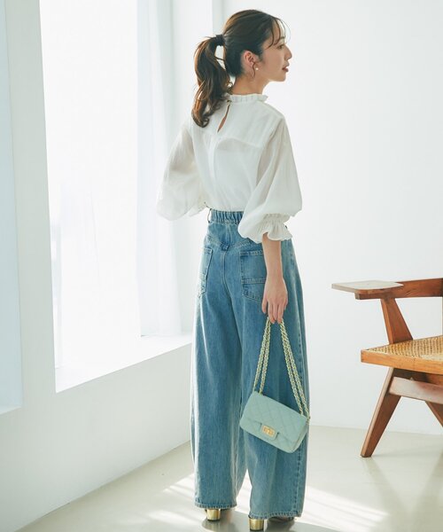 La boutique BonBon(ラブティックボンボン)の「【お上品映え】キャンディスリーブセミシアーブラウス(シャツ/ブラウス・レディース・ホワイト/ピンク・FREE)」の8枚目の写真