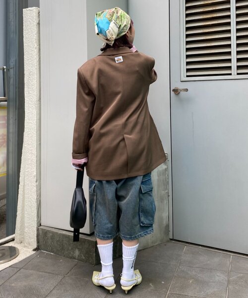 HELLO.SANFRANCISCO（ハローサンフランシスコ）の「【HELLO.SANFRANCISCO/ハローサンフランシスコ】ネーム刺繍マーガレット釦ビッグジャケット（テーラードジャケット・レディース・グレー/ピンク/ブラウン・ONE SIZE）」の11枚目の写真