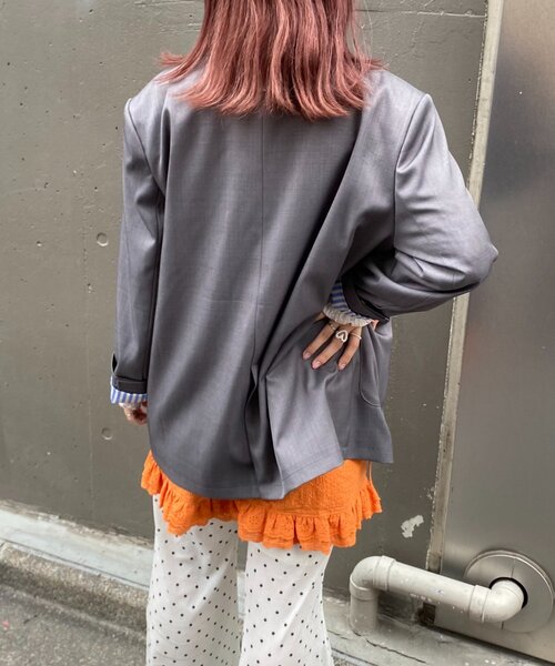 HELLO.SANFRANCISCO（ハローサンフランシスコ）の「【HELLO.SANFRANCISCO/ハローサンフランシスコ】ネーム刺繍マーガレット釦ビッグジャケット（テーラードジャケット・レディース・グレー/ピンク/ブラウン・ONE SIZE）」の15枚目の写真