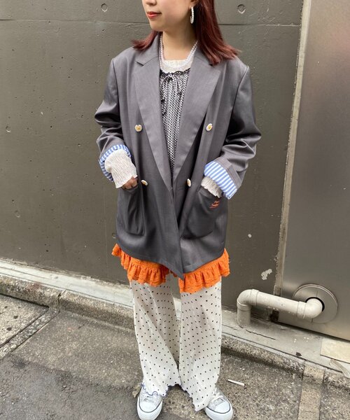 HELLO.SANFRANCISCO（ハローサンフランシスコ）の「【HELLO.SANFRANCISCO/ハローサンフランシスコ】ネーム刺繍マーガレット釦ビッグジャケット（テーラードジャケット・レディース・グレー/ピンク/ブラウン・ONE SIZE）」の16枚目の写真