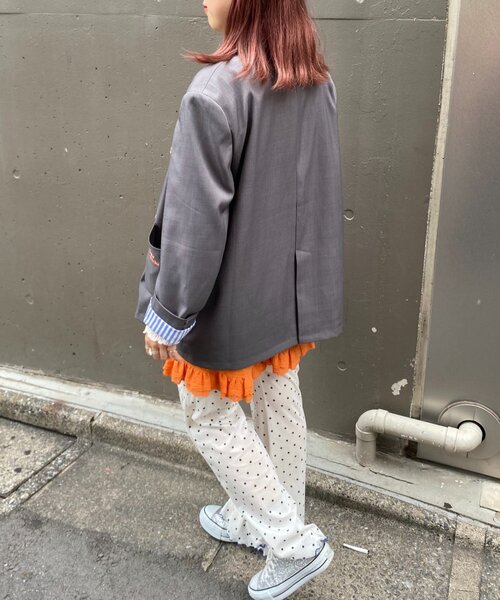 HELLO.SANFRANCISCO（ハローサンフランシスコ）の「【HELLO.SANFRANCISCO/ハローサンフランシスコ】ネーム刺繍マーガレット釦ビッグジャケット（テーラードジャケット・レディース・グレー/ピンク/ブラウン・ONE SIZE）」の17枚目の写真