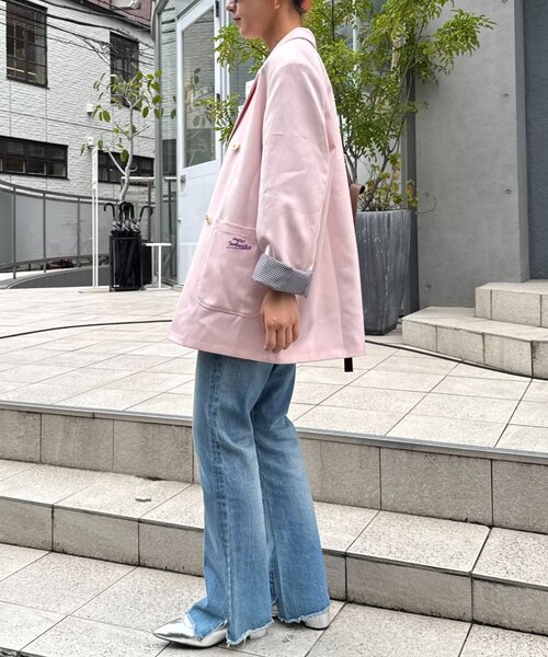 HELLO.SANFRANCISCO（ハローサンフランシスコ）の「【HELLO.SANFRANCISCO/ハローサンフランシスコ】ネーム刺繍マーガレット釦ビッグジャケット（テーラードジャケット・レディース・グレー/ピンク/ブラウン・ONE SIZE）」の21枚目の写真