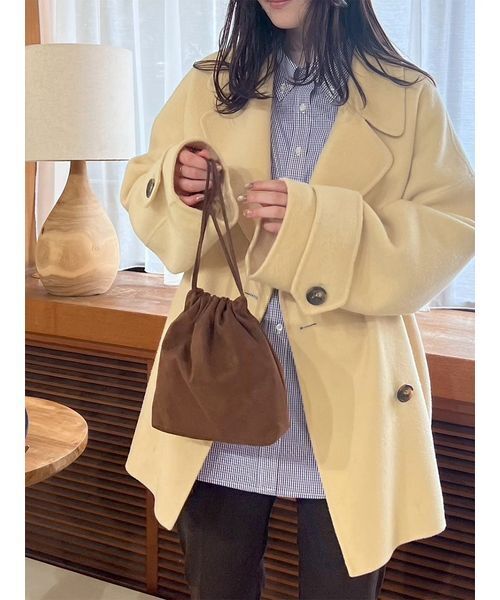 Mila Owen(ミラオーウェン)の「巾着バッグチャーム(ハンドバッグ・レディース・ブラウン/ピンク/ターコイズブルー・F)」の2枚目の写真