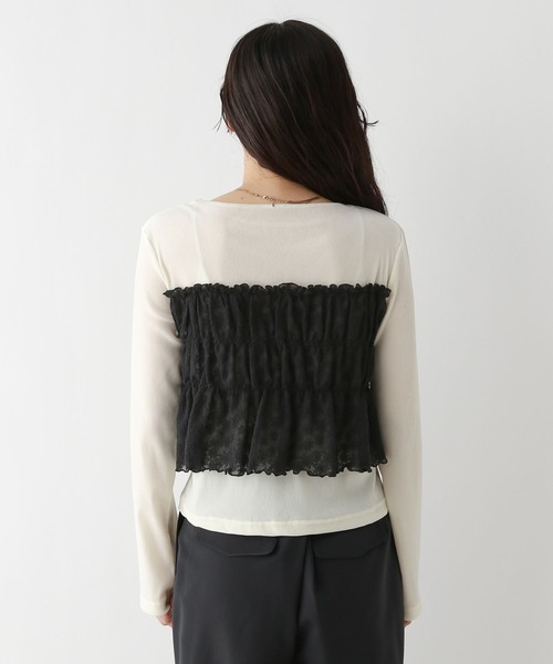 RAGEBLUE（レイジブルー）の「レースビスチェドッキングベロアプルオーバー（Tシャツ/カットソー・レディース・ホワイト×ブラック/ブラック×グレー・FREE）」の11枚目の写真