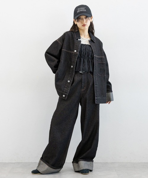 RAGEBLUE（レイジブルー）の「レースビスチェドッキングベロアプルオーバー（Tシャツ/カットソー・レディース・ホワイト×ブラック/ブラック×グレー・FREE）」の4枚目の写真