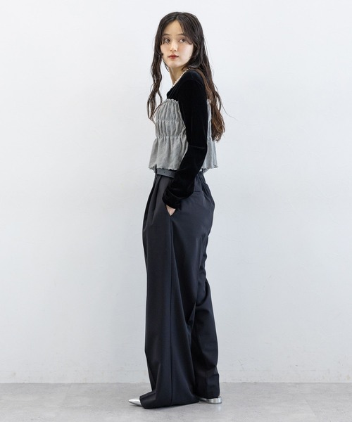 RAGEBLUE（レイジブルー）の「レースビスチェドッキングベロアプルオーバー（Tシャツ/カットソー・レディース・ホワイト×ブラック/ブラック×グレー・FREE）」の7枚目の写真