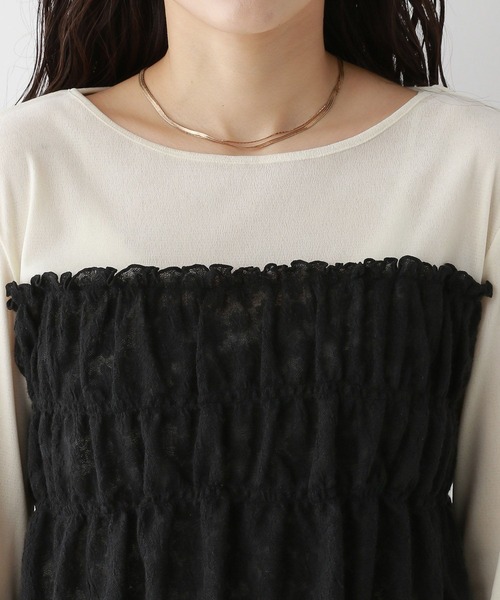 RAGEBLUE（レイジブルー）の「レースビスチェドッキングベロアプルオーバー（Tシャツ/カットソー・レディース・ホワイト×ブラック/ブラック×グレー・FREE）」の13枚目の写真