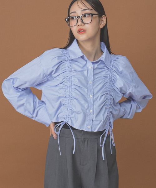 3.3 Field Trip （3.3フィールドトリップ）の「3.3 Field Trip／シャーリング長袖シャツ（シャツ/ブラウス・レディース・その他1/オフホワイト/サックスブルー・FREE）」の3枚目の写真