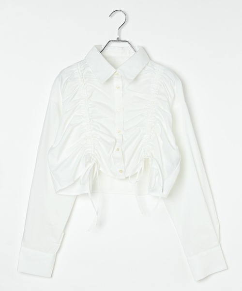 3.3 Field Trip （3.3フィールドトリップ）の「3.3 Field Trip／シャーリング長袖シャツ（シャツ/ブラウス・レディース・その他1/オフホワイト/サックスブルー・FREE）」の4枚目の写真