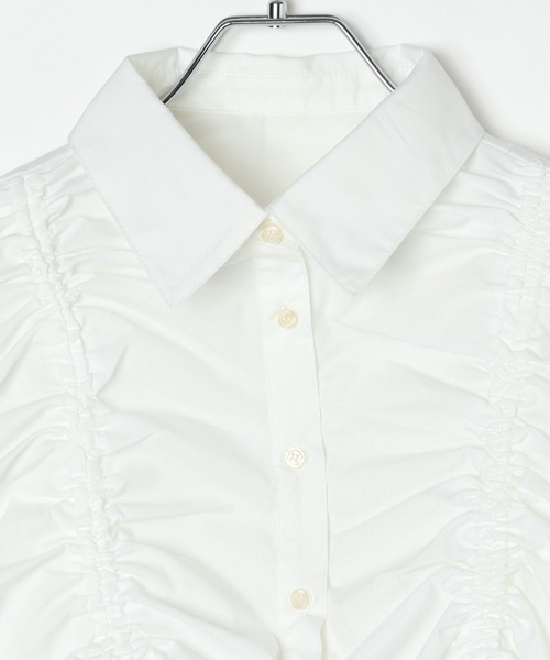 3.3 Field Trip （3.3フィールドトリップ）の「3.3 Field Trip／シャーリング長袖シャツ（シャツ/ブラウス・レディース・その他1/オフホワイト/サックスブルー・FREE）」の6枚目の写真