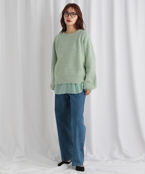 mysty woman（ミスティウーマン）の「シアーキリカエロンT 594039（Tシャツ/カットソー・レディース・ブラック/ホワイト/ライトグリーン・FREE）」の6枚目の写真