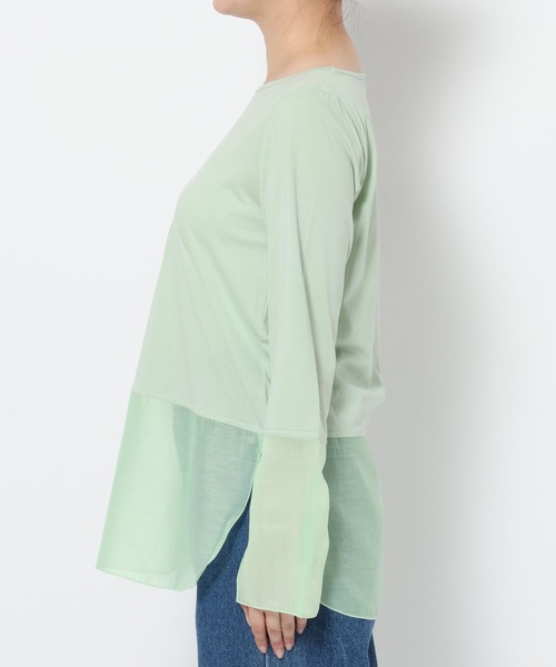 mysty woman（ミスティウーマン）の「シアーキリカエロンT 594039（Tシャツ/カットソー・レディース・ブラック/ホワイト/ライトグリーン・FREE）」の8枚目の写真