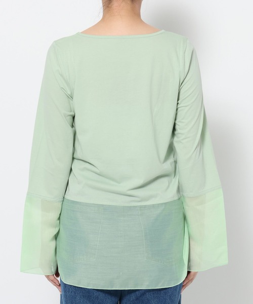 mysty woman（ミスティウーマン）の「シアーキリカエロンT 594039（Tシャツ/カットソー・レディース・ブラック/ホワイト/ライトグリーン・FREE）」の9枚目の写真