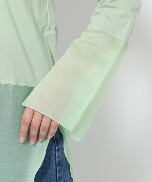 mysty woman（ミスティウーマン）の「シアーキリカエロンT 594039（Tシャツ/カットソー・レディース・ブラック/ホワイト/ライトグリーン・FREE）」の12枚目の写真