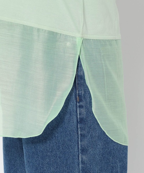 mysty woman（ミスティウーマン）の「シアーキリカエロンT 594039（Tシャツ/カットソー・レディース・ブラック/ホワイト/ライトグリーン・FREE）」の13枚目の写真