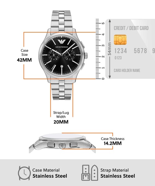 EMPORIO ARMANI（エンポリオアルマーニ）の「エンポリオ・アルマーニ 腕時計 メンズ アナログ ステンレス AR11691（アナログ腕時計・メンズ・シルバー・FREE）」の2枚目の写真