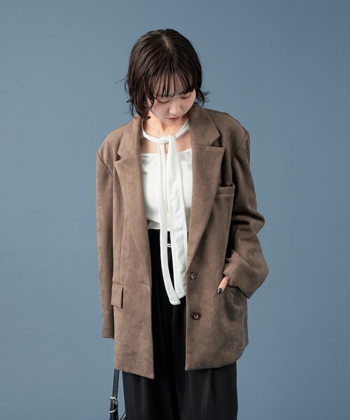 セール】フェイクスウェードジャケット（テーラードジャケット