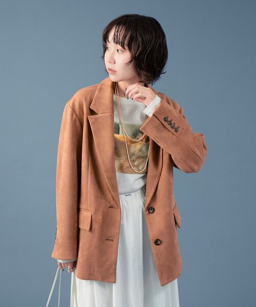 mystic(ミスティック)の「フェイクスウェードジャケット(テーラードジャケット・レディース・イエロー/キャメル/オリーブ・1/2)」の21枚目の写真