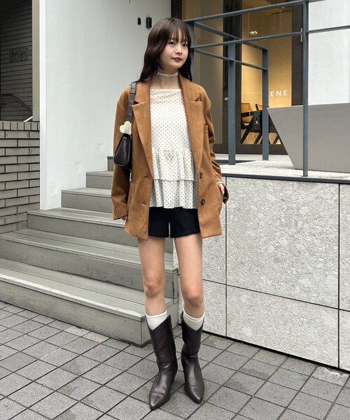 mystic(ミスティック)の「フェイクスウェードジャケット(テーラードジャケット・レディース・イエロー/キャメル/オリーブ・1/2)」の14枚目の写真