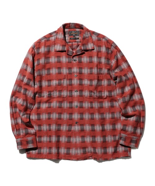 BEAMS PLUS（ビームスプラス）の「ブラッシュド サテン チェック オープンカラー シャツ（シャツ/ブラウス・メンズ・ブラック/レッド・S/M/L/XL）」の20枚目の写真