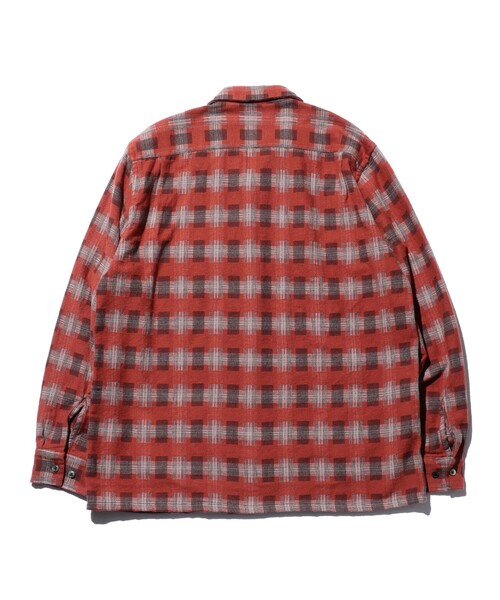 BEAMS PLUS（ビームスプラス）の「ブラッシュド サテン チェック オープンカラー シャツ（シャツ/ブラウス・メンズ・ブラック/レッド・S/M/L/XL）」の16枚目の写真