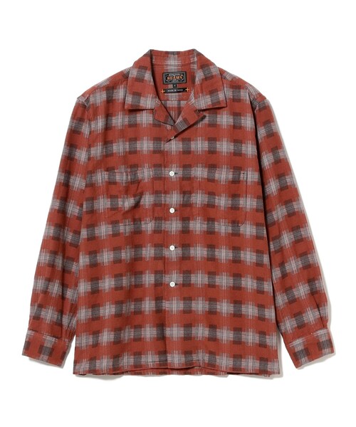 BEAMS PLUS（ビームスプラス）の「ブラッシュド サテン チェック オープンカラー シャツ（シャツ/ブラウス・メンズ・ブラック/レッド・S/M/L/XL）」の7枚目の写真