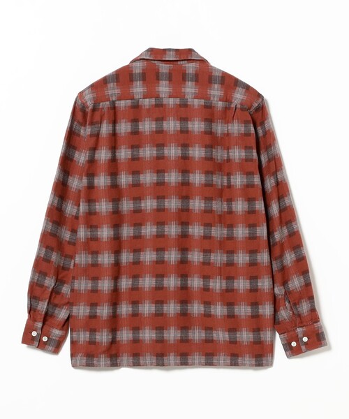 BEAMS PLUS（ビームスプラス）の「ブラッシュド サテン チェック オープンカラー シャツ（シャツ/ブラウス・メンズ・ブラック/レッド・S/M/L/XL）」の21枚目の写真