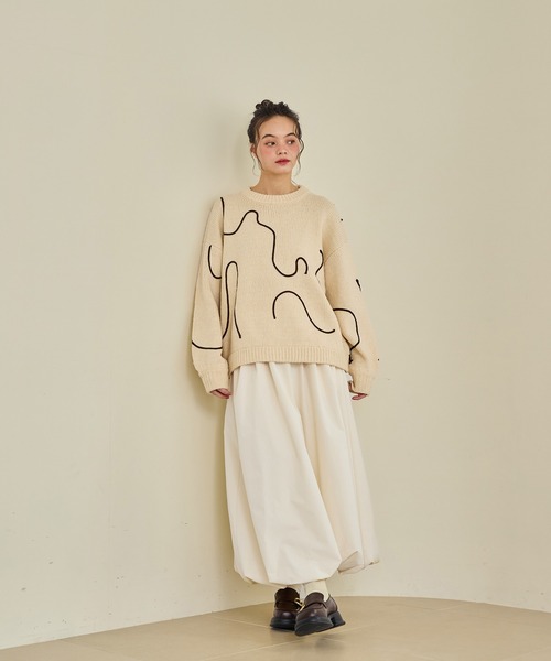 OLUN(オルン)の「long balloon skirt/ロングバルーンスカート(スカート・レディース・ブラック/アイボリー・SMALL/MEDIUM)」の18枚目の写真