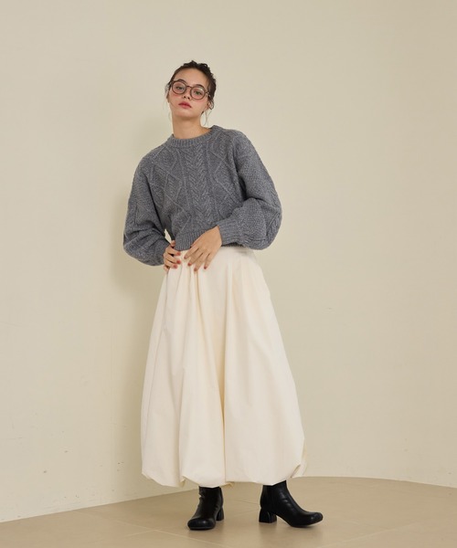OLUN(オルン)の「long balloon skirt/ロングバルーンスカート(スカート・レディース・ブラック/アイボリー・SMALL/MEDIUM)」の22枚目の写真