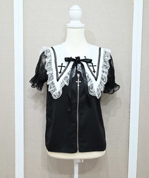 MA*RS(アメーバーマーズ)の「アーム付きクロス刺繍ブラウス(シャツ/ブラウス・レディース・ホワイト/ブラック・FREE)」の3枚目の写真