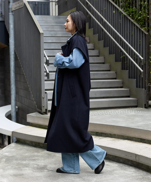 新品 ウールアンゴラロングベスト　ネイビー Deuxieme Classe ベスト ジレ *ウールアンゴラ ロングベスト