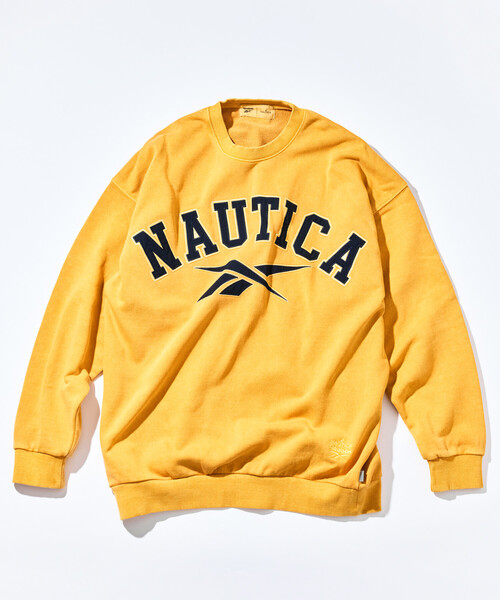 NAUTICA（ノーティカ）の「Reebok×NAUTICA/リーボック×ノーティカ 【Exclusive】 ダブルネーム アーチロゴ ピグメント ヘビーウェイト クルーネックスウェット（スウェット・メンズ・イエロー/ブラック/ネイビー・LARGE/SMALL/X-LARGE/MEDIUM）」の9枚目の写真