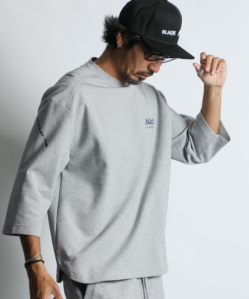 BLACK LABEL〕SORONA PONTE ROUND HEM 3Q TEE：セットアップ ポンチ