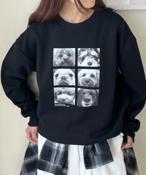 MYMOOD.（マイムード）の「Dogフォトスウェット 犬アニマルフォトオーバースウェット（スウェット・レディース・ブラック/グレー/ブラウン/ライトグレー・FREE）」の11枚目の写真