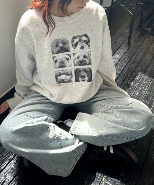 MYMOOD.（マイムード）の「Dogフォトスウェット 犬アニマルフォトオーバースウェット（スウェット・レディース・ブラック/グレー/ブラウン/ライトグレー・FREE）」の22枚目の写真